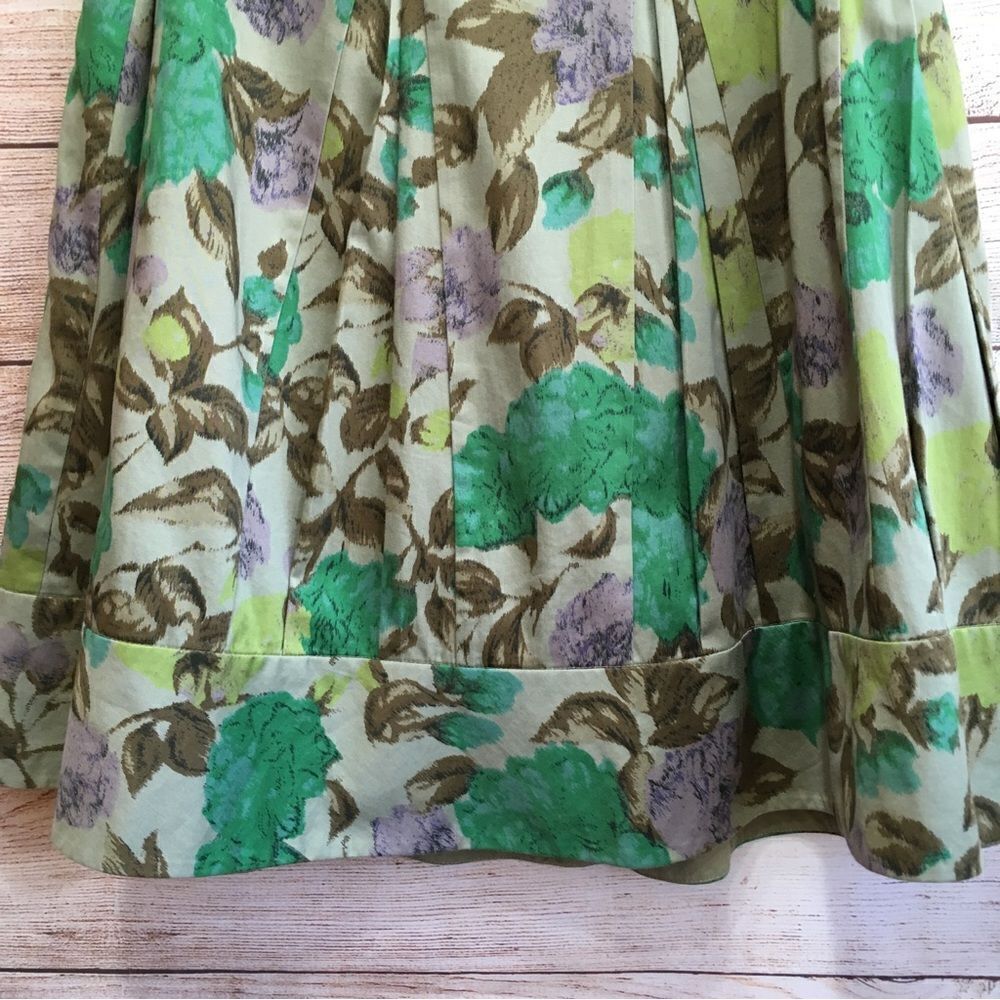 ANTHROPOLOGIE ODILLE SKIRT IN GREEN FLORAL PRINT - Picture 3 of 6